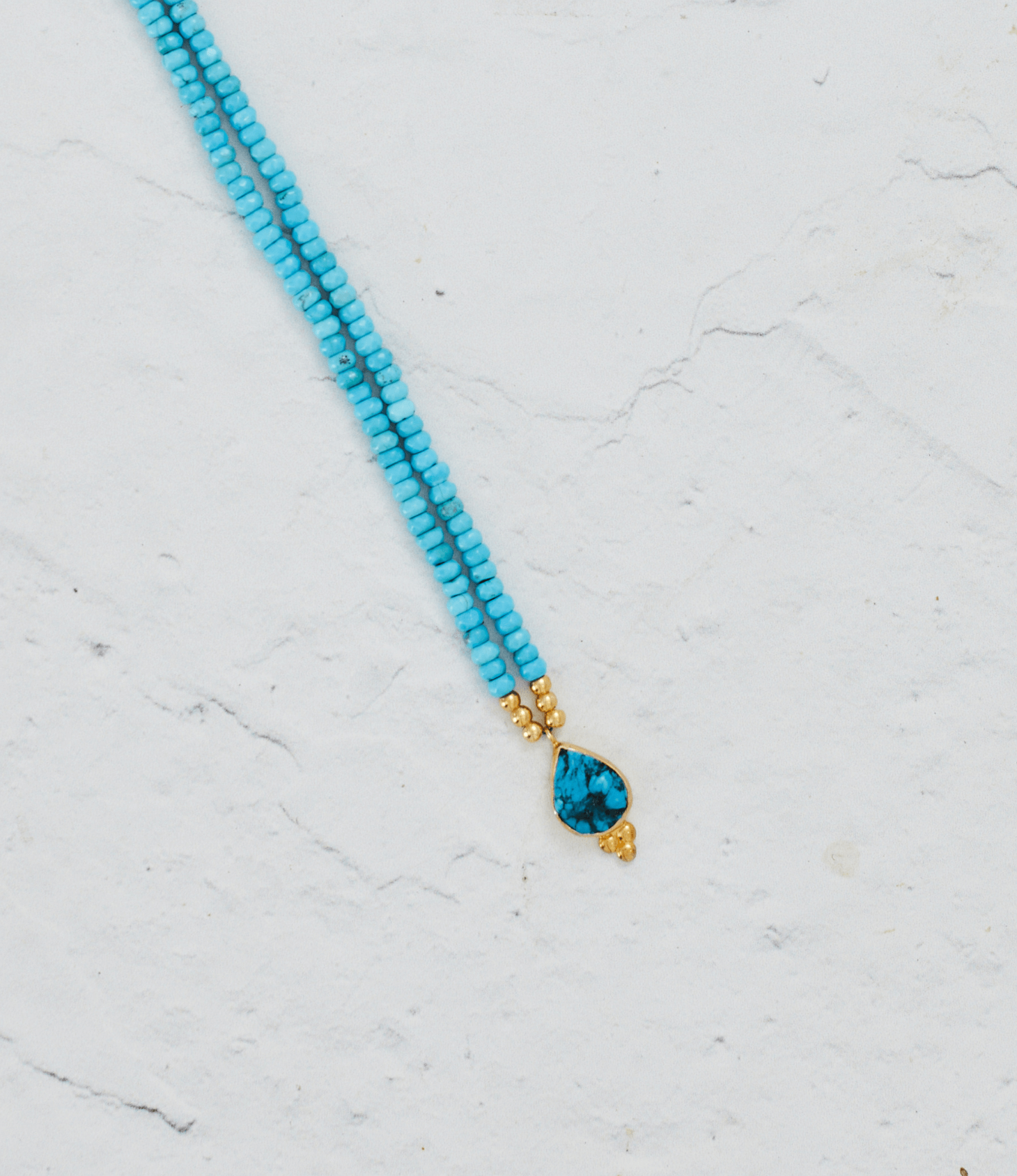 Turquoise Beaded Necklace with Sterling Silver