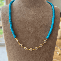Turquoise & Crystal Short Necklace