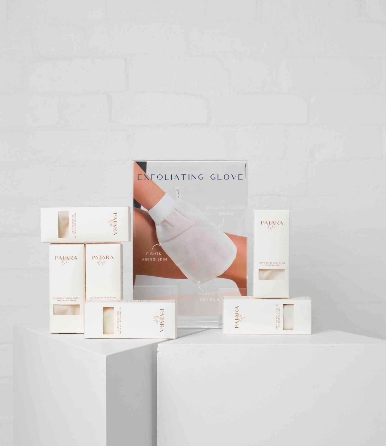 Patara Life Exfoliating Glove In Premium Box on display